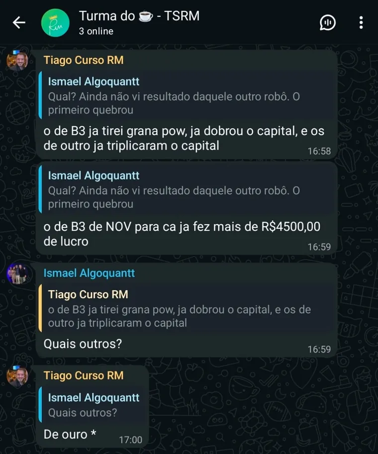 Mensagem de cliente que opera a estratégia